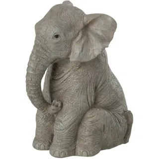 J-Line Figur Sitzender Elefant - Polyresin - grau - small