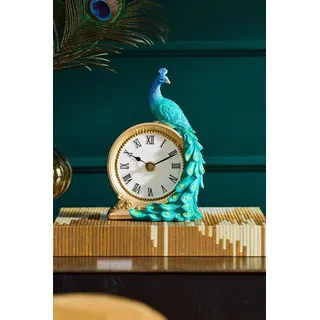 Next Tischuhr Kaminuhr, Pfau Benedict goldfarben