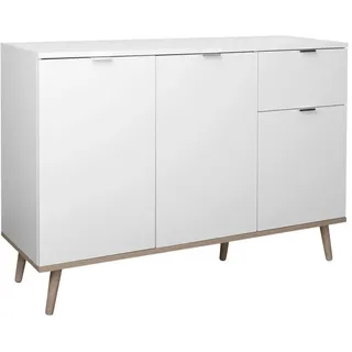 Quartier Kommode 120 x 85 x 40 cm Weiß / Sonoma Eiche
