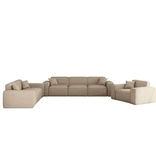 Fun Möbel 3-2-1 Garnitur Stoff 3-Sitzer Beige