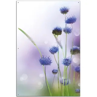 Wallario Outdoor-Poster für Garten oder Balkon Abstrakte lila Blume, Motivbanner Größe: ca. 60 x 90 cm, Outdoor-Bild