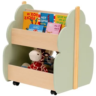 KOMFOTTEU Bücherregal Kinder, 2-stufiges Spielzeugregal grün