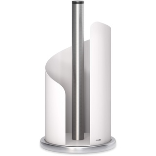 stardis Design Küchenrollenhalter Edelstahl matt H 30 Ø15 cm Rollenhalter Papierrollenhalter für Küchenrolle Halter stehend weiß