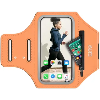 EOTW Joggen Sportarmband - Handyhalterung Arm Tasche für MP3-Player/iPhone 17/16/15/14/13 Pro Max Galaxy S25+/S24+/S23+/S22/S21(Orange,6,0"~6,7")