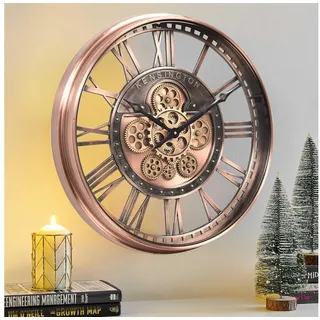 Samilito Uhr Wanduhr mit echtem Bewegungsgetriebe Zahnrädern (Leises Quarz-Schrittwerk, kein tickendes lautes Geräusch)