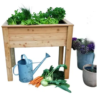 Gartenwelt Riegelsberger Hochbeet Stelzenhochbeet aus Lärche natur Pflanzbeet Kräuterbeet Gemüsebeet, Inkl. Schutzfolie, naturbelassenes Holz, montagefreundlich braun Ø 45 cm x 90 cm x 75 cm x 45 cm