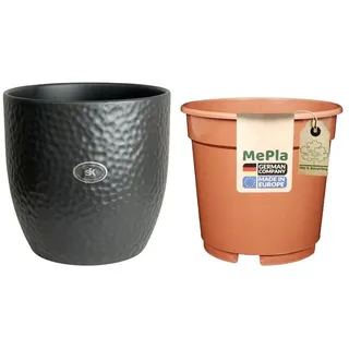 Heimwerkercenter Übertopf MePla - Set - Übertopf Boston ø19 - Anthrazit-matt + Kulturtopf ø18 schwarz 19 cm x 18 cm x 19 cm