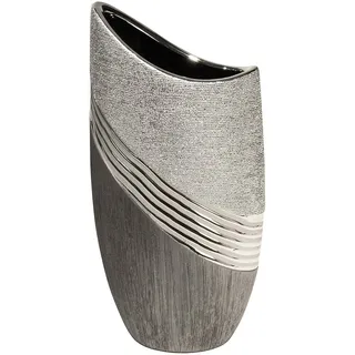 Gilde Keramik Halbmondvase Bridgetown VE 2 (BxHxL) 15 cm x 30 cm x 8 cm grau,Silber Sie kaufen Hier Immer EIN Set von 2 gleichen Artikeln.