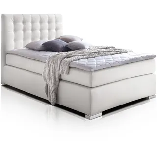 Boxspringbett Singlebett Boxspring Bett Hotelbett ISABELL PLUS Weiß 90x200 H2