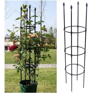 NOIRDA Garten Rankhilfe Aus Metall Für Topfpflanzen, Kletterrosen, Clematis, Freistehend Tomatenkäfig Pflanzenstütze Obelisk Klettergerüst Spalier, 1 Packung(Black,30x120cm)