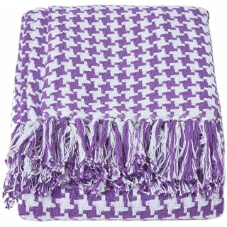 Homescapes Plaid Sofaüberwurf 225 x 255 cm Lila/Weiß