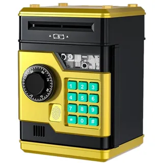 Oewwthy Elektronisches Sparschwein, Geldautomat, Passwort, Spardose, Safe, Smart Fingerprint, Automatisches Banking, Geschenk für Kinder, Gold