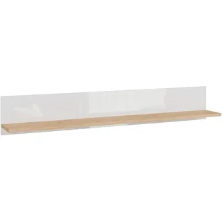 Forte Wandregal 160 x 25,6 x 21,9 cm Weiß Hochglanz/Wildeiche