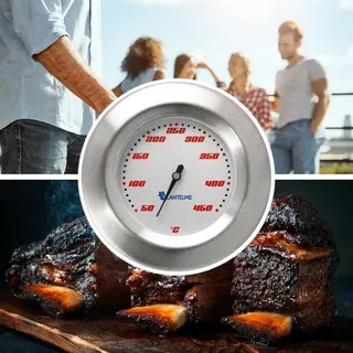 Lantelme 450°C Grillthermometer für Grillhaube Edelstahl | Analog Grill Thermometer für BBQ Smoker Kohlegrill Kugelgrill | Zubehör Ersatzteil zum Einbau an Grilldeckel für präzise Temperaturkontrolle
