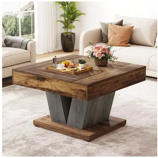 Tribesigns Couchtisch Quadratischer Holz-Couchtisch, moderner Mitteltisch, Cocktail-Teetisch braun|schwarz