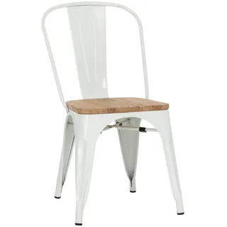 Mid.you Stuhl, Weiß, Dunkelbraun, Holz, Metall, Ulme, konisch, 44x84x54 cm, stapelbar, Esszimmer, Stühle, Esszimmerstühle, Vierfußstühle