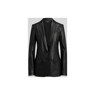 Regular Fit Blazer aus echtem Leder, Black, 46