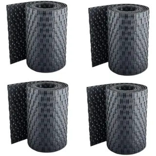 Sellon24® Rattan Sichtschutz-Streifen Rattanoptik Sichtschutz für Stabmattenzaun Flechtoptik 255 x 19 cm (RD03_anthrazit_4 Stück)
