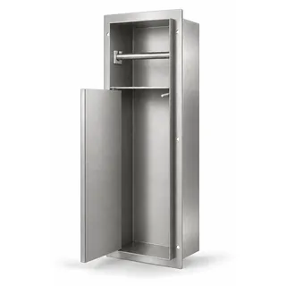 HAGO24 WC Modul Edelstahl gebürstet Einbauschrank Unterputz Wandnische 200x600mm Toilettenpapierhalter Bürstenhalter Push-to-Open befliesbare Tür - Silber