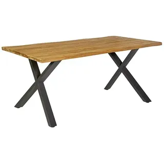Sunfun Gartentisch  (L x B x H: 180 x 90 x 75 cm, Teakholz/Edelstahl, Natur/Anthrazit, Baumkante/X-Fuß)