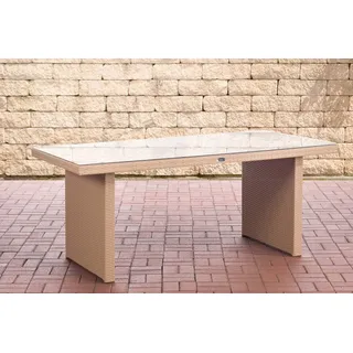 CLP Polyrattan Tisch Avignon I Gartentisch Aus Flachrattan I Esstisch In Verschiedenen Größen | Farbe Sand Größe 180 cm