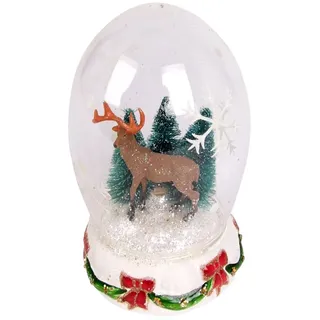 BURI Weihnachts-Glasdeko Schneekugel Weihnachtsdeko Winterdeko Hirsch Tannenbaum