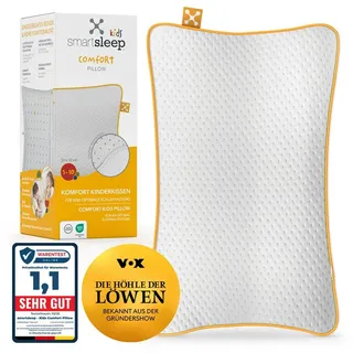 smartsleep Kopfkissen Kinderkissen, Nackenstützkissen, Ergonomisches Kids Comfort Pillow, Füllung: Memory-Schaum, Seitenschläfer, Rückenschläfer, Bauchschläfer, Einzelkissen, Kissen mit Luftkanälen, formstabil für Kinder weiß