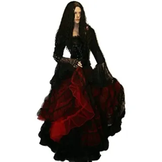 Dark Dreams Gothic Mittelalter LARP Tüll-Rock Black Magic Freesize, Farbe:schwarz/rot