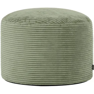 I.C.O.N. Icon Milano Cord Sitzsack Hocker mit Füllung, Grün | In Deutschland Hergestellt, Sitzsack Pouf Hocker, Flauschiger Cordstoff, Fußhocker für das Wohnzimmer und Schlafzimmer