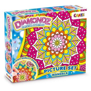 CRAZE DIAMONDZ MANDALA - Diamond Painting Kinder Mandala Set, DIY Diamant Malerei Bastelset, Mosaikherstellung für Kinder mit Zubehör 36x27cm