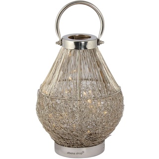 albena shop orientalische Tischlampe BOJA 25cm hoch aus Edelstahl Silberdraht mit LED | zauberhafte Lichteffekte als Stehlampe im Wohnzimmer oder als Nachttischlampe im Schlafzimmer