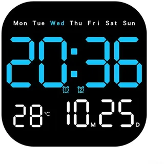 Große digitale Wanduhr mit Temperaturanzeige, Fernbedienungsfunktion für einfache Bedienung und Helligkeitseinstellung
