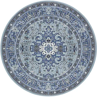 HANSE HOME Nouristan Mirkan Orient Teppich Rund – Wohnzimmerteppich Orientalisch Kurzflor Vintage Orientalischer Teppich für Esszimmer, Wohnzimmer, Schlafzimmer – Himmelblau, 160cm