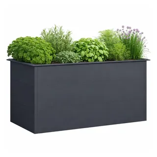 Green Spirit Hochbeet Hochbeet anthrazit pulverbeschichtet, 150 x 75 x 77 cm (Set), mit integrierter Schneckenkante, pulverbeschichtetem Stahl grau