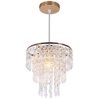 FRIXCHUR Kleine Gold-Kronleuchter Flush Mount Kronleuchter Deckenleuchten für Mädchen Schlafzimmer Modern Raindrop Crystal Hanging Light Fixture für Flur Esszimmer Kinderzimmer E26