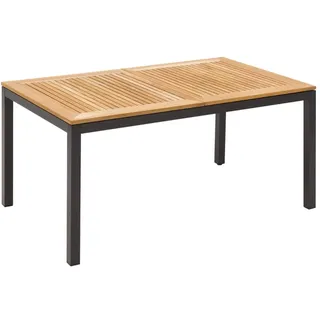 OUTLIV. Alpha Ausziehtisch, ausziehbar, 210x90 cm, Aluminium/Teakholz | Aluminium/Teakholz, ausziehbar und flexibel, 210x90 cm, Anthrazit / Teak Natur, für Garten und Terrasse