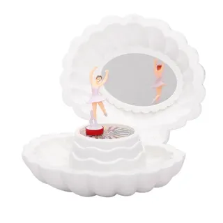 Ballerina-muschel-spieluhr Mit Spiegel, Vintage-schmuckkästchen, Retro-melodie, Geschenkidee Für Geburtstag, Hochzeit Oder Party