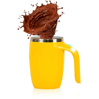 Heromask MagicMix Selbstrührende Tasse für Tee, Kaffee und Schokolade: Thermobecher Kaffee To Go mit Rührfunktion - Der ultimative selbst rührende Kaffeetasse | Self Stirring Mug (Gelb)
