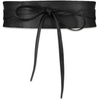 NUMJAW Obi Gürtel für Damen, Kunstleder-Wickelgürtel, Taillenband für Damen, Bindegürtel für Kleider, Taillenband, Schwarz, J - J