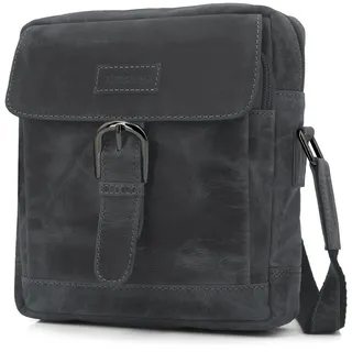 ekavale Umhängetasche Herren aus Büffelleder - Männer Schultertasche zum Umhängen mit verstellbarem Schultergurt - Leder Herrentasche, Ledertasche, Schultertasche (Grau) - M