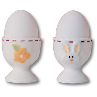 Flanacom Eierbecher Set aus Porzellan lustige Eierbecher Ostern, (2-tlg), Porzellan Geschenk zum Einzug