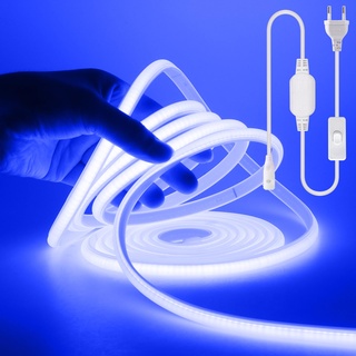 Wisada COB LED Band 50m, 220V 288 LEDs/m Superhell Blau FCOB Neon LED Streifen, Hohe Dichte Flexibler LED Lichtband, Wasserdicht Silikon LED Neonlicht mit Schaltstecker für Architekturbeleuchtung