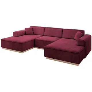 altdecor Eckcouch Samt 4-Sitzer Bordeauxrot