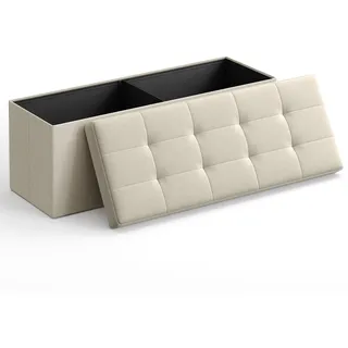 Songmics Sitzbank Truhenbank Beige 110 x 38 x 38 cm