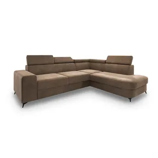 Masseno Ecksofa, Beige, Holz, 4-Sitzer, L-Form,L-Form, 253x190 cm, Wohnzimmer, Sofas & Couches, Wohnlandschaften, Ecksofas