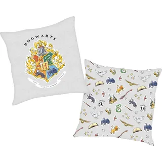 Harry Potter Dekokissen Harry Potter, mit tollem Hogwarts Motiv bunt|grau