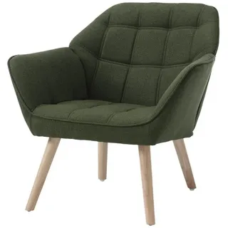 WAHSON OFFICE CHAIRS Ohrensessel mit Massivholz-/Metallbeinen Moderner Sessel aus Leinen/Samt grün