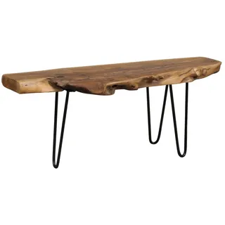 Casa Moro Lowboard Lowboard Holzbank Teak Metall 100 cm Blumenbank Sideboard, aus massivem Teak-Baumstamm braun