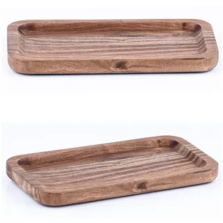 Marrakesch Orient & Mediterran Interior Dekotablett 2er-Set Tabletts Anea im Skandi-Stil, aus Massivholz, Braun 21 cm (2 St), Handarbeit braun Ø 6 cm x 6 cm x 1,5 cm x 21 cm