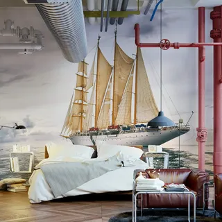 Muralo Fabelhafte Vlies Fototapete 360x240 Wohnzimmer Segelschiff Schiff 3D Moderne Tapete Gästezimmer Schlafzimmer Wandbilder Wandtapete XXL Luxus Abstrakt Br. 360 cm x Hö. 240 cm